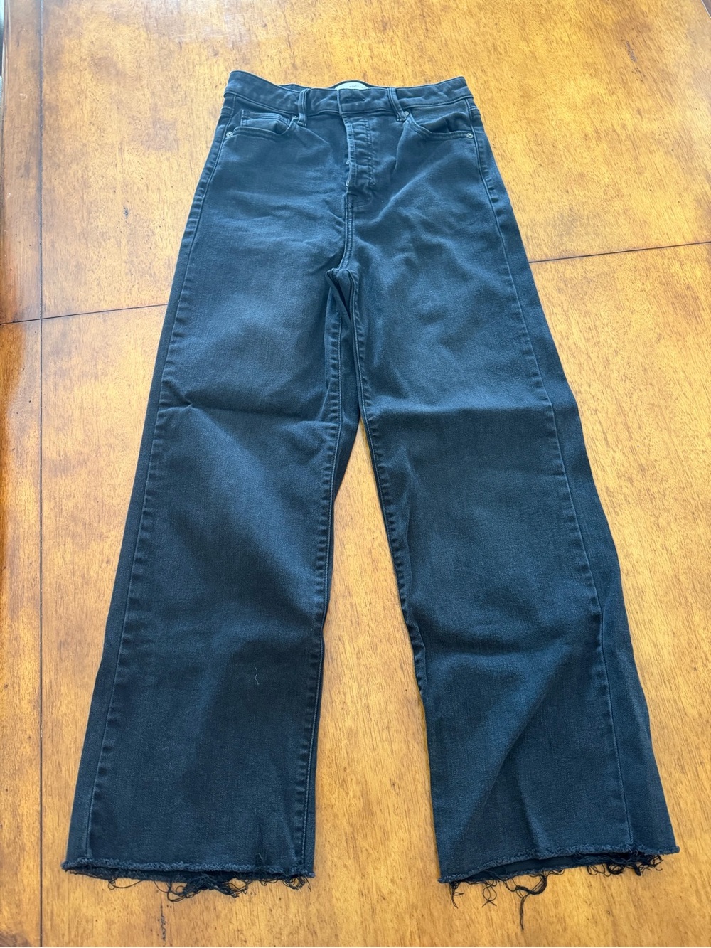 Altar'd State Black Wide-Leg Raw Hem Jeans
